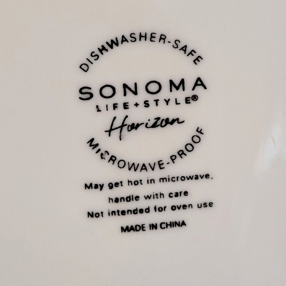 Sonoma Life+Style HORIZON WHITE Dinner Plate 10" Embossed Rings - Picture 4 of 5